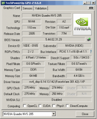 Quadro q283 DDR1 GPUZ