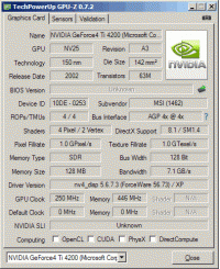 MSI G4Ti4200-TD128 GPU-Z