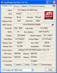 Sapphire Radeon HD 3850 AGP [GPU-Z]