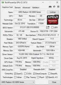 AMD Radeon HD 6850 GPUZ