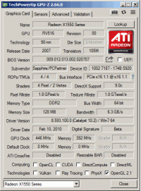 Radeon X1550 GPUZ