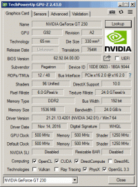GeForce GT 230 GPU-Z